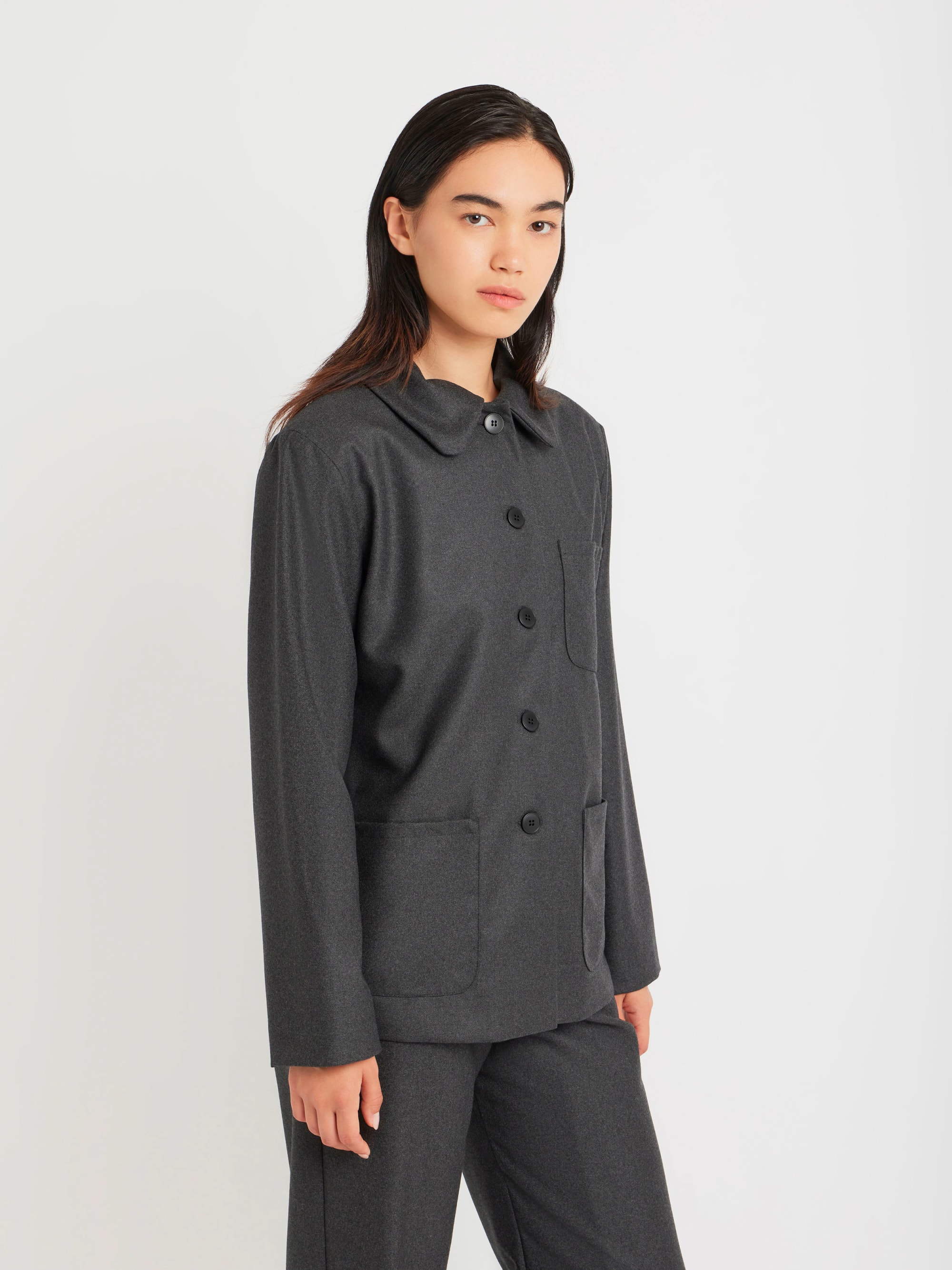 mottled grey wool gabardine Sanshui jacket mottled grey wool gabardine Sanshui jacket