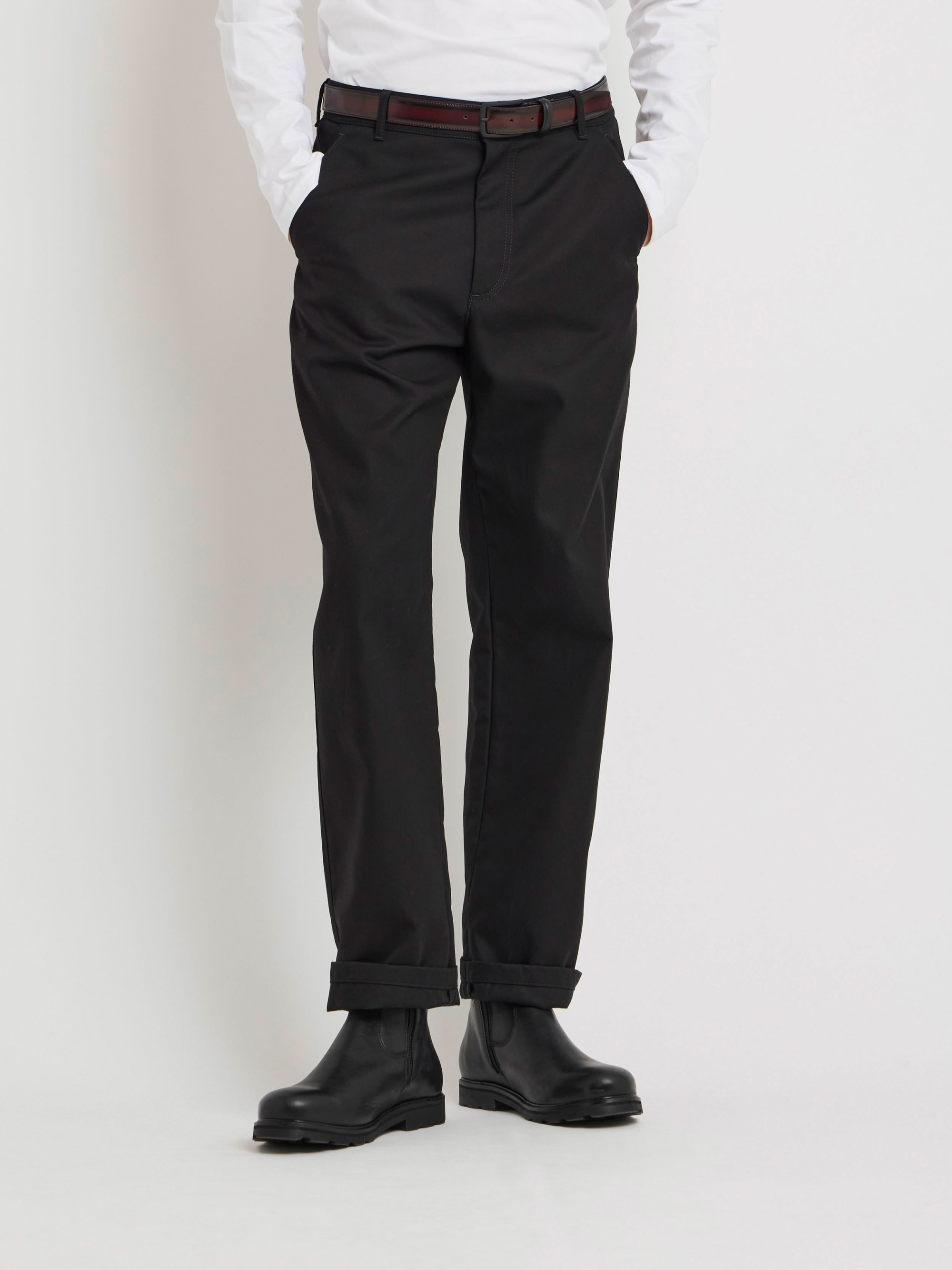 black cotton gabardine pants