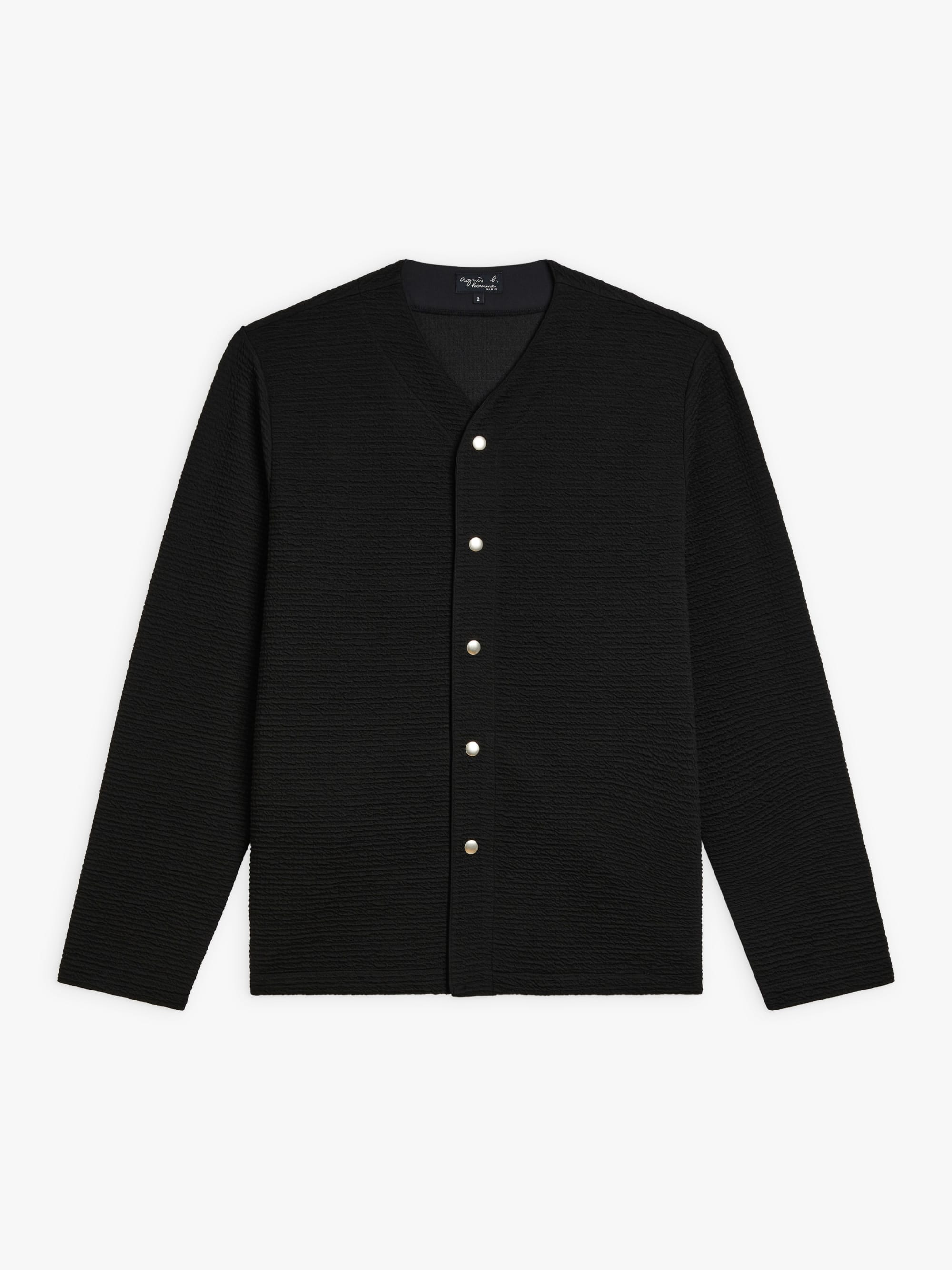 black polyester embossed effect Baseball cardigan