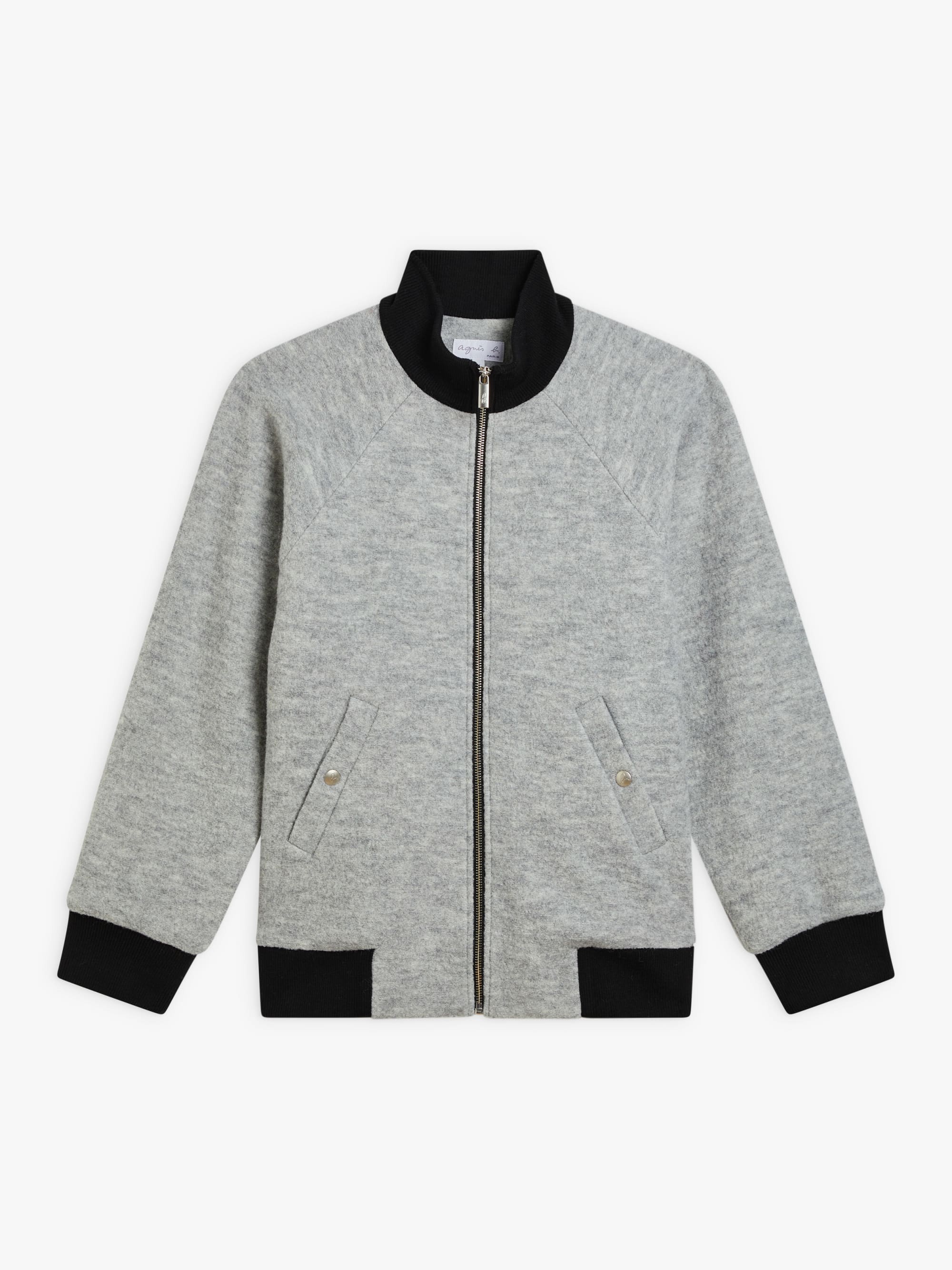 Classy zipped bomber jacket in heather gray wool