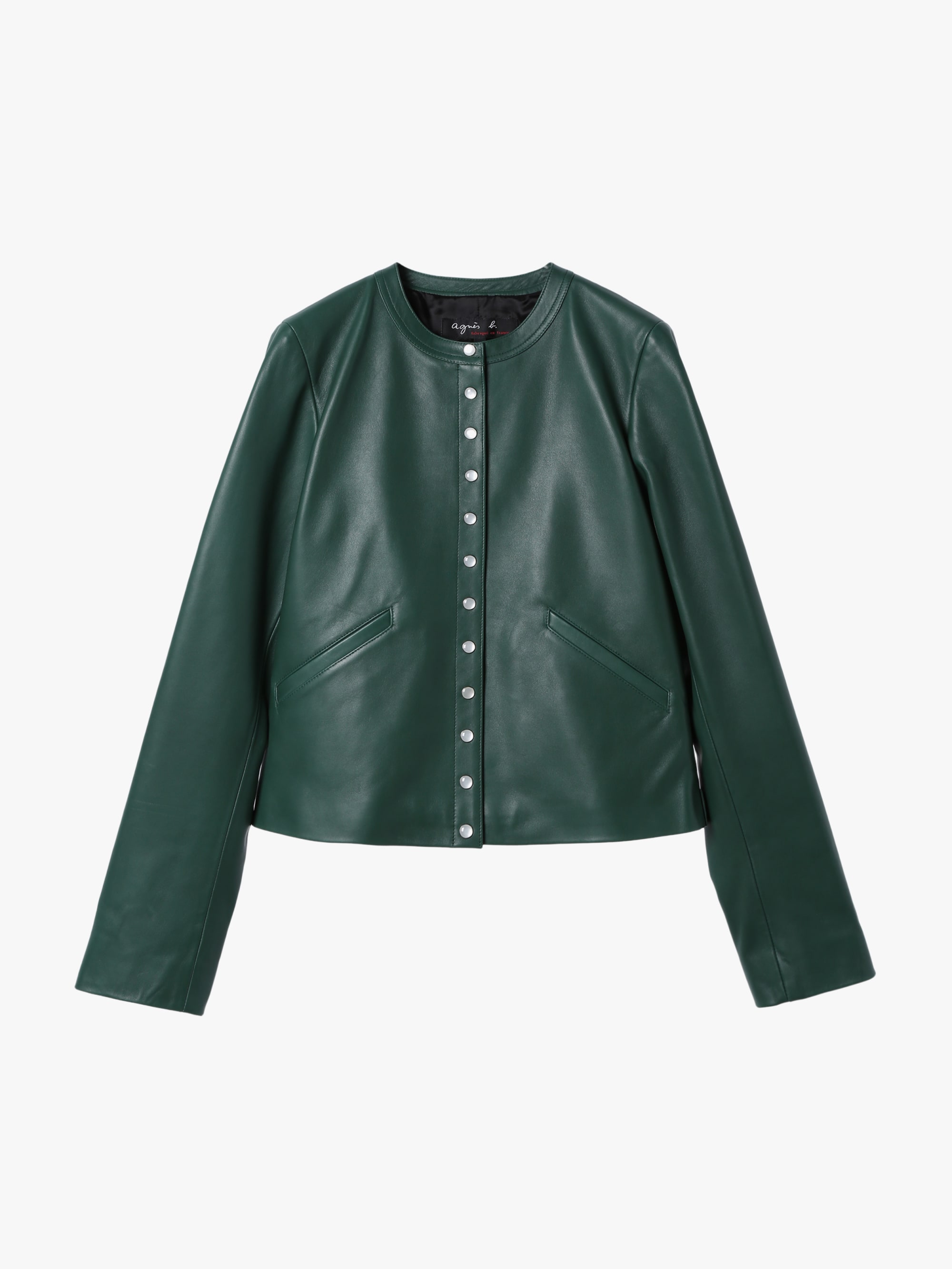 deep forest green snap lambskin cardigan