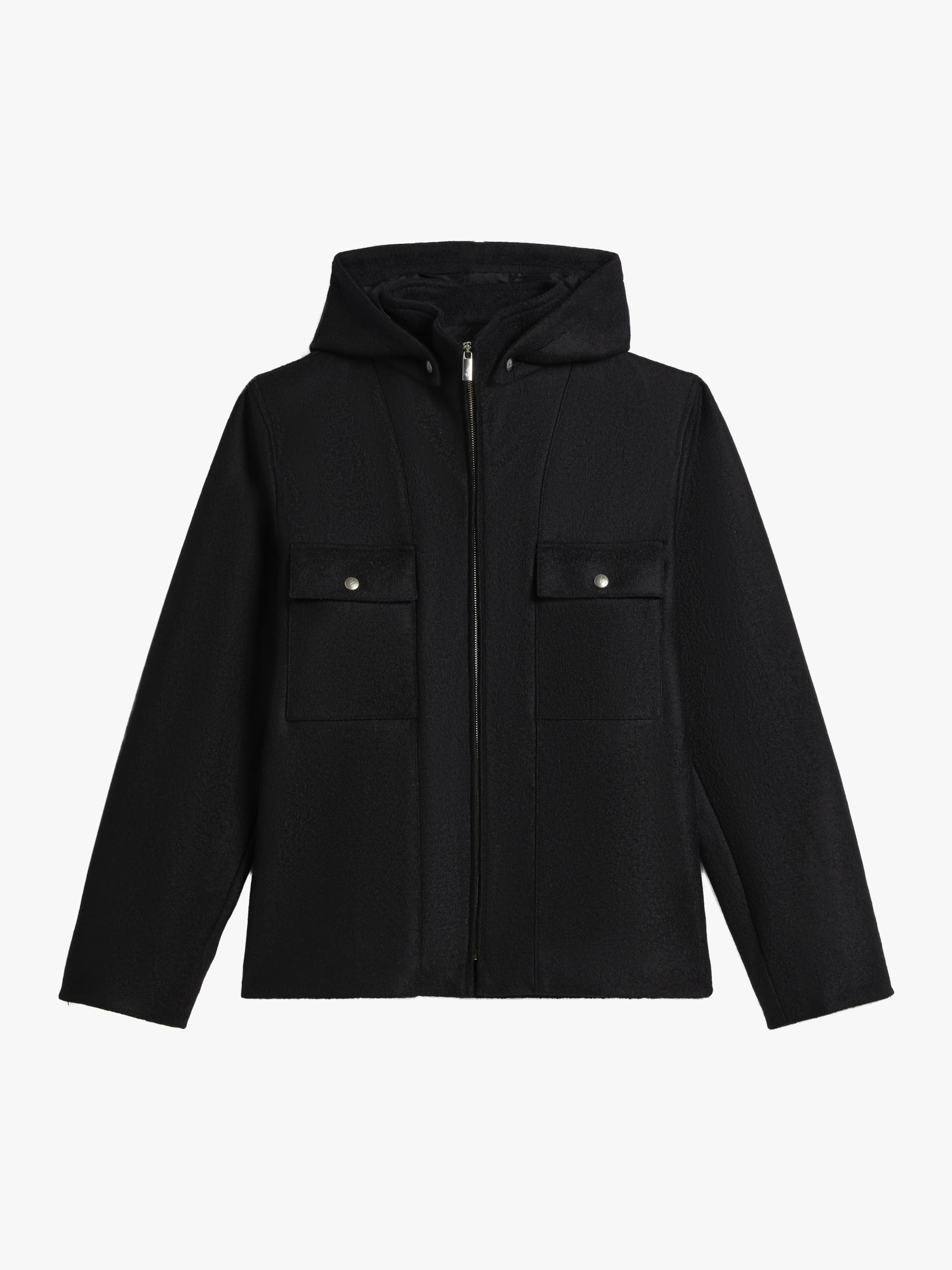 black calendered boiled wool Marseille jacket