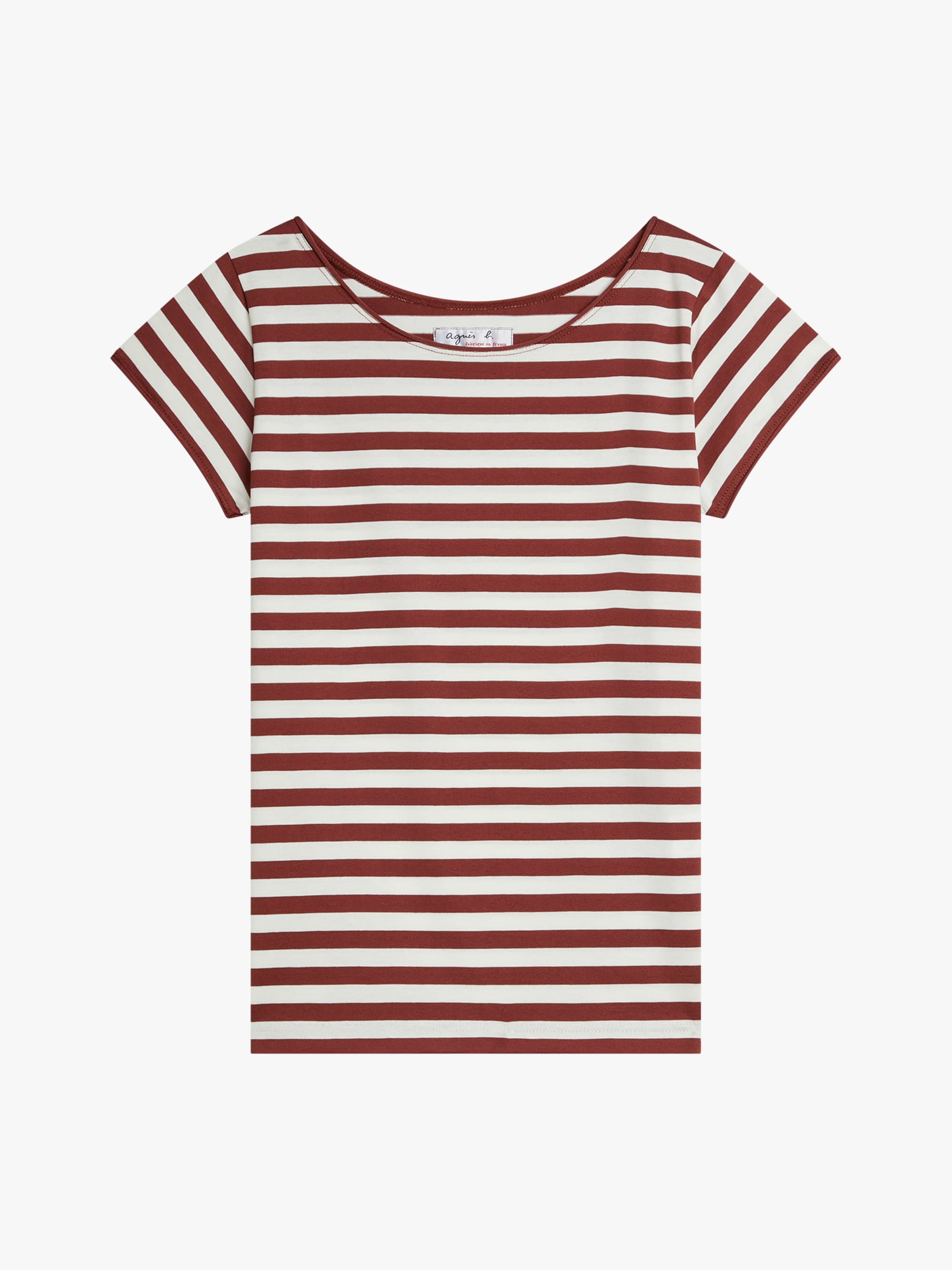 mahogany and off white Australie t-shirt with stripes