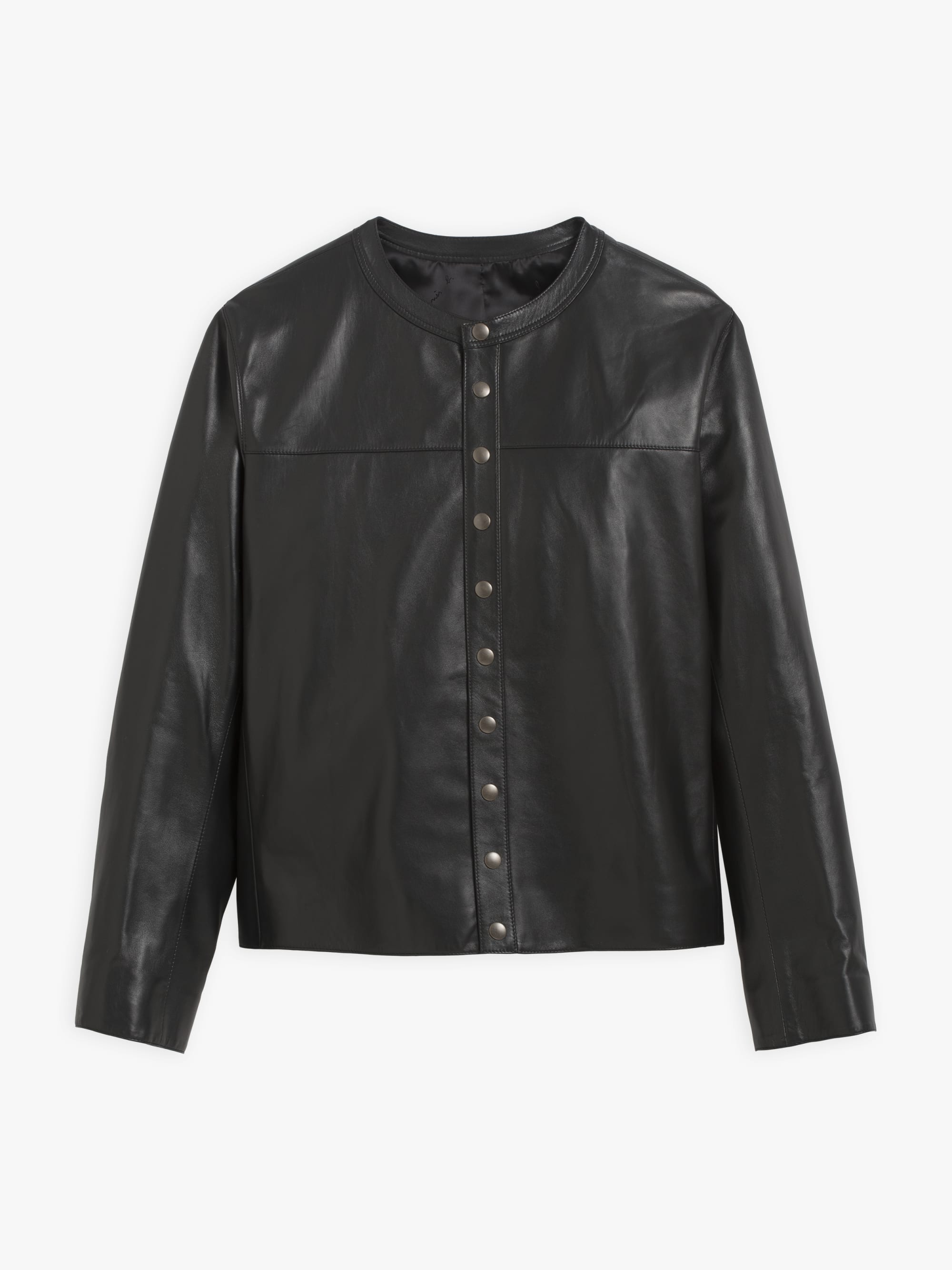 cardigan pression en cuir d'agneau noir
