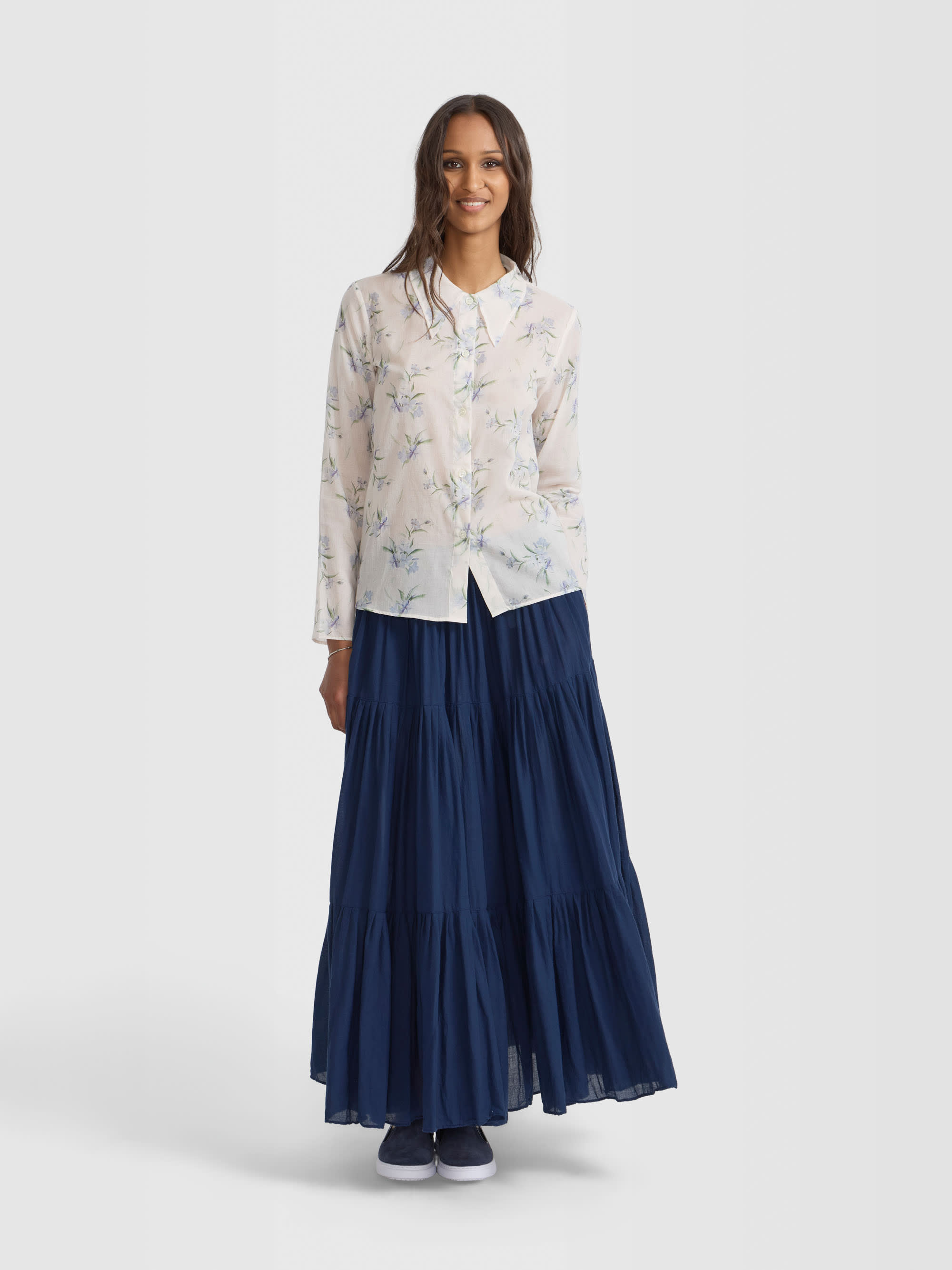 white floral print cotton shirt
