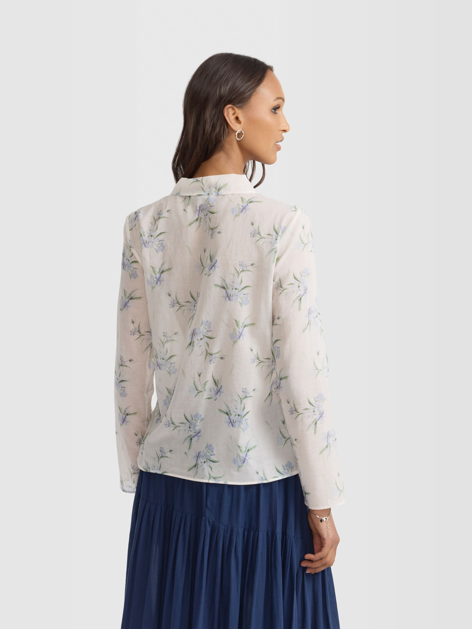 white floral print cotton shirt