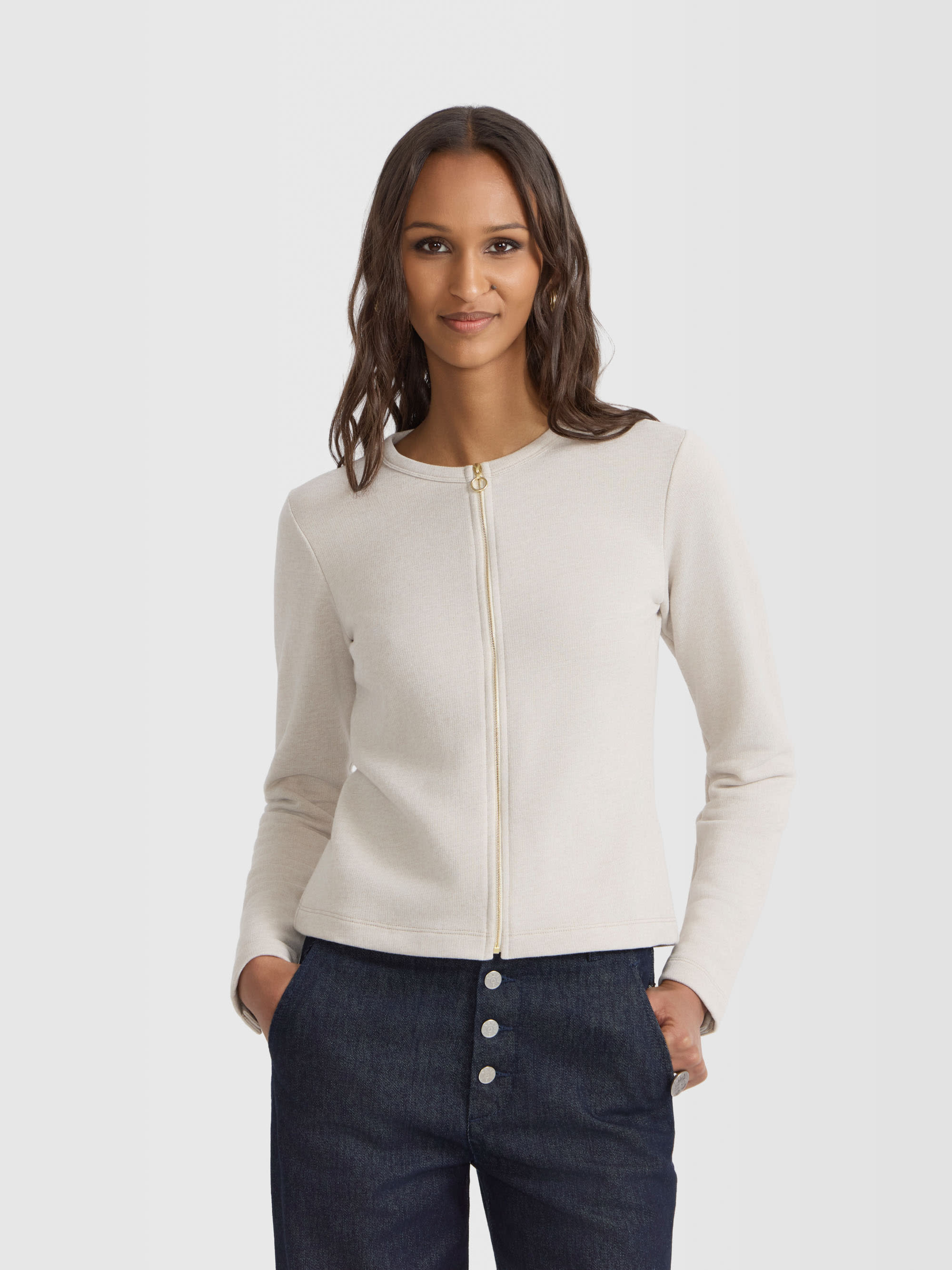 beige Alizée linen and cotton cardigan