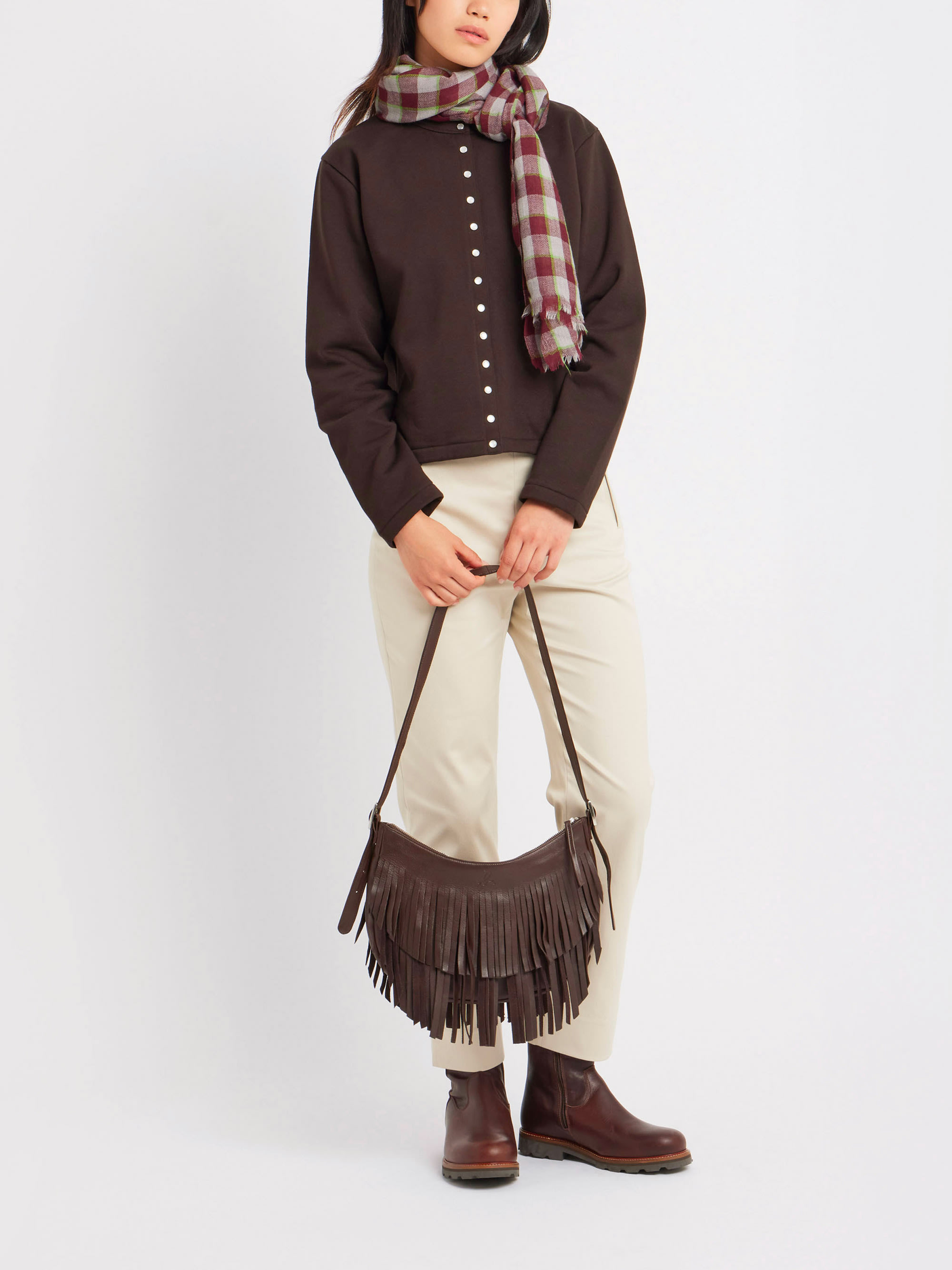 cotton fleece snap cardigan