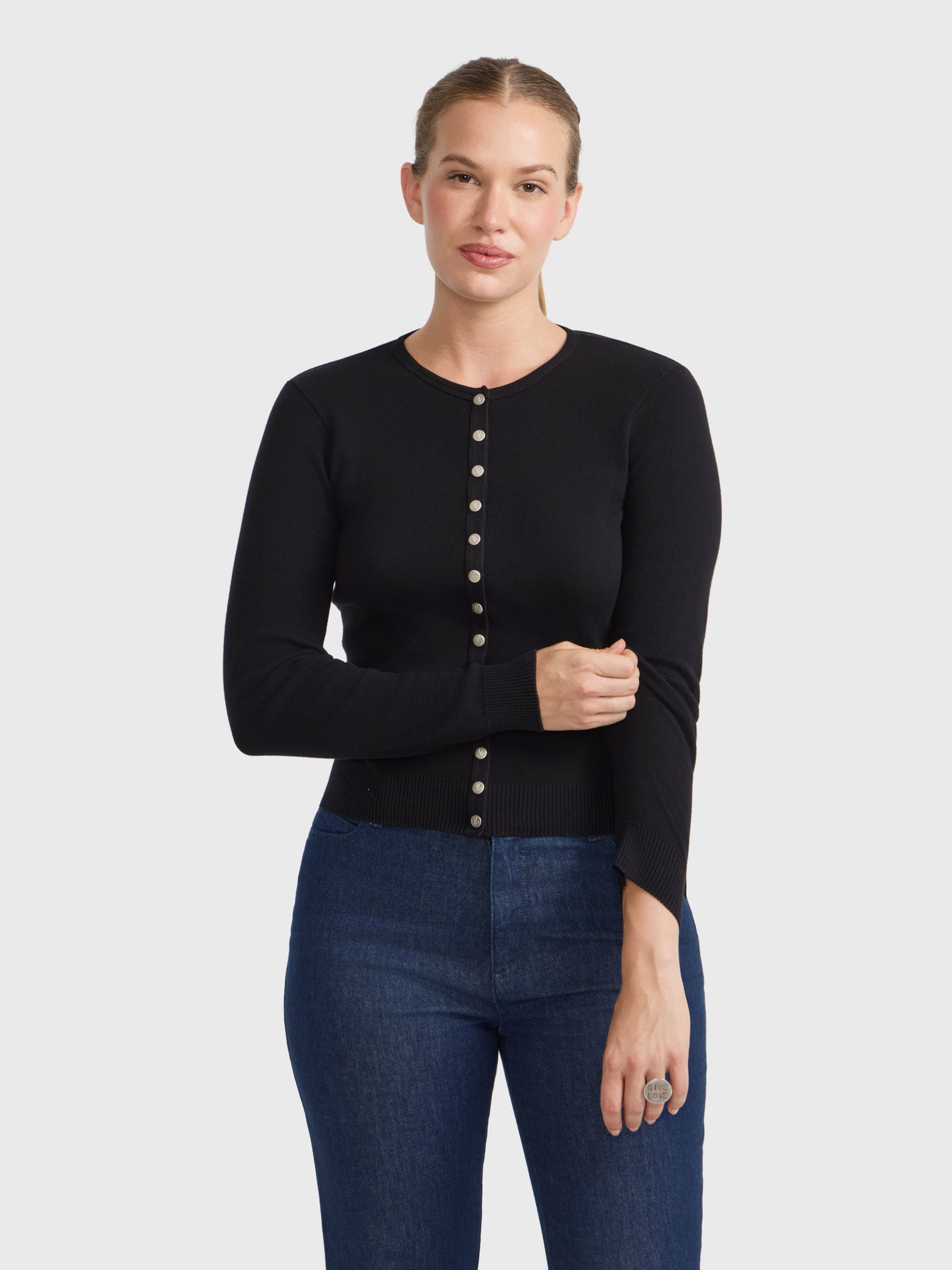 black Swing snap cardigan | Agnès b.