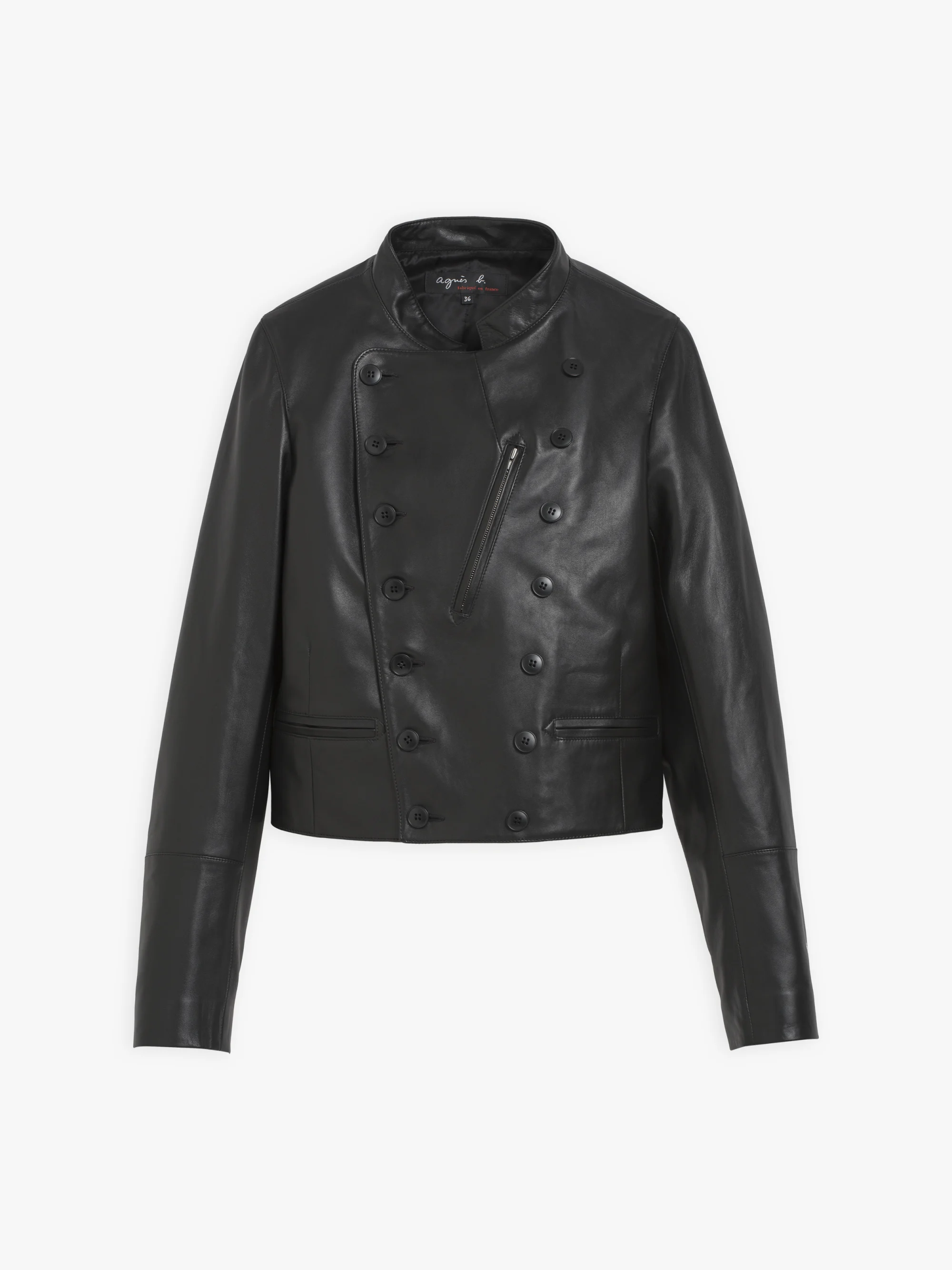 blouson Fifre noir en cuir d agneau