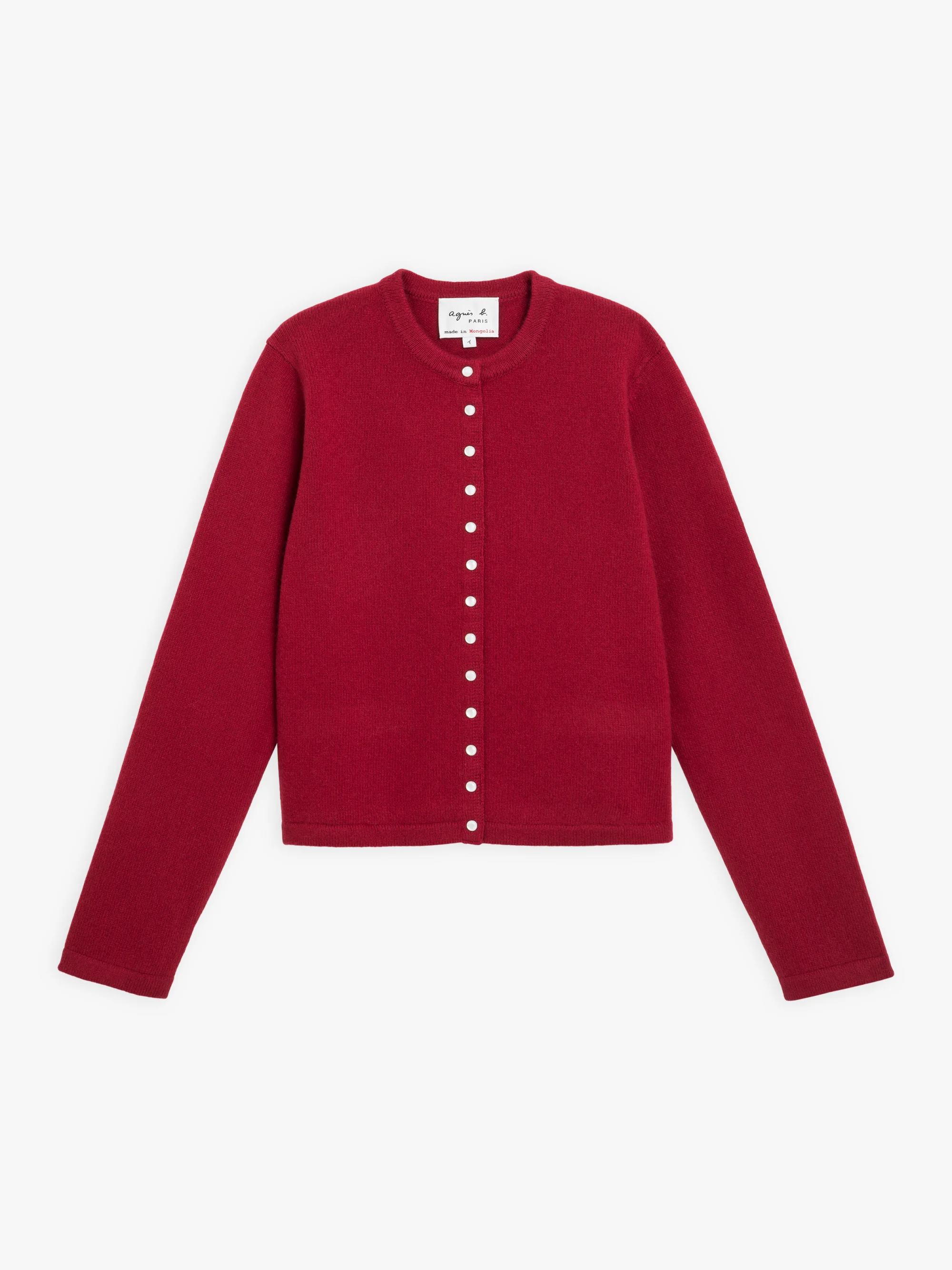 cardigan pression Le Petit rouge cerise en cachemire