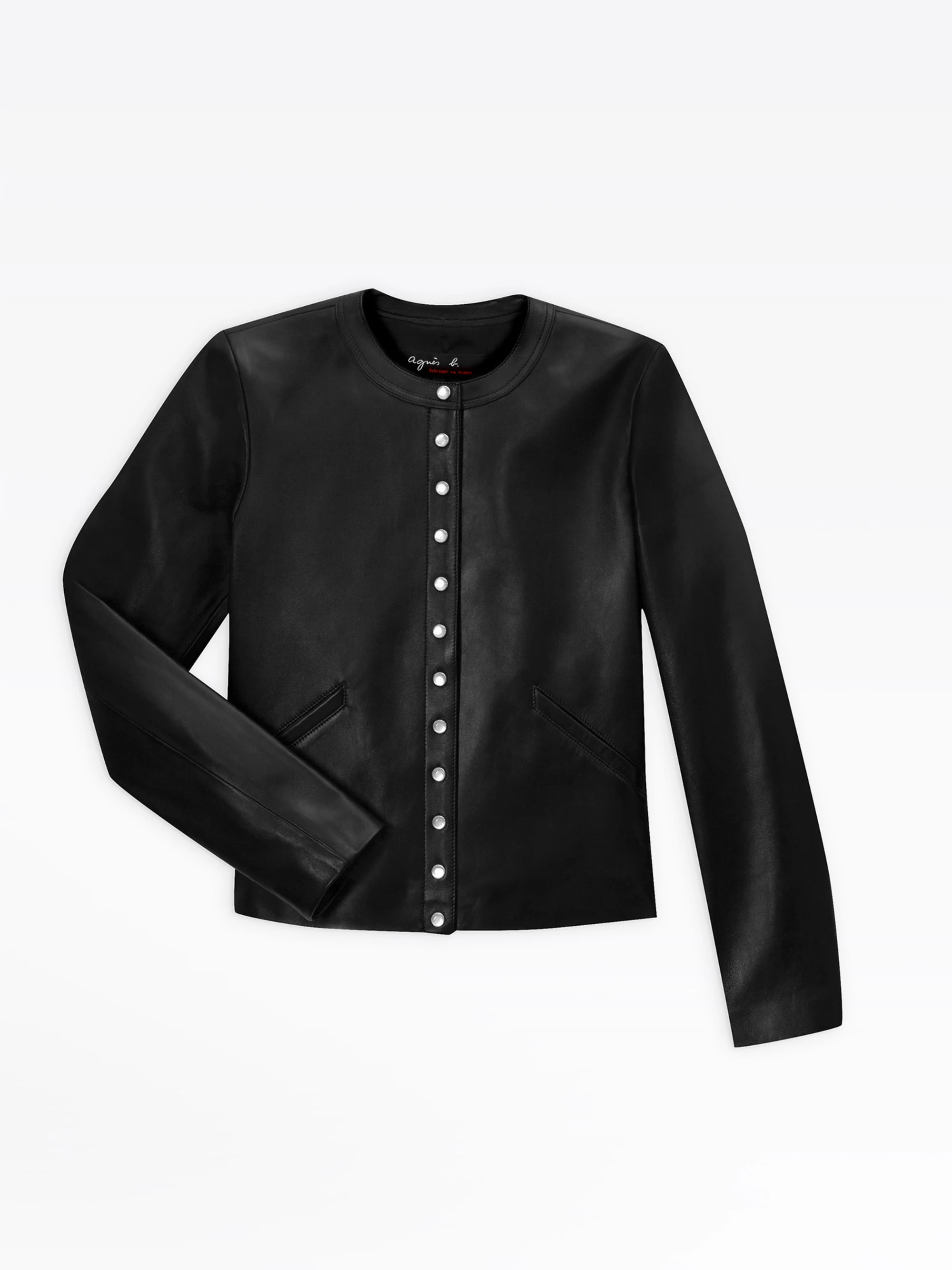 cardigan pression noir en cuir d agneau