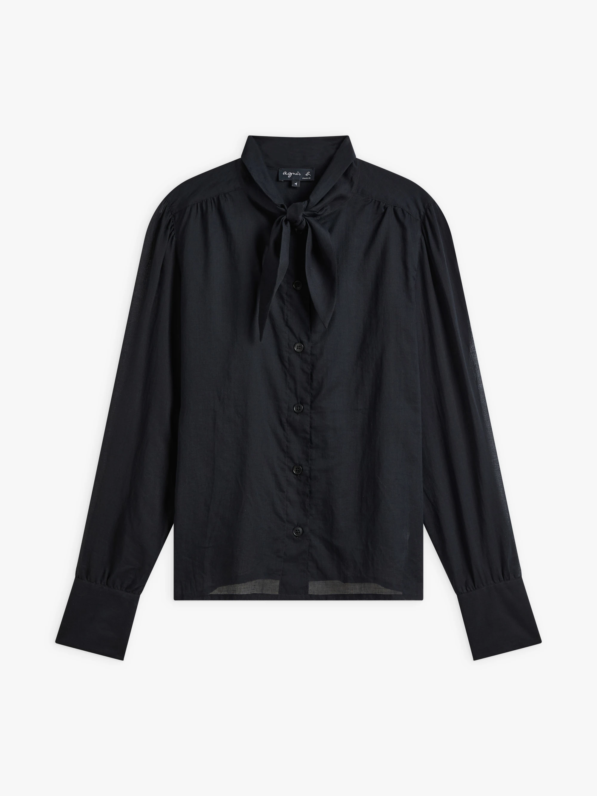 chemise en voile de coton noir