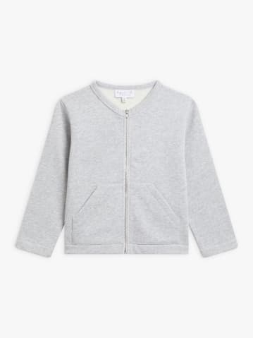 cardigan Zip poches en jersey de coton gris chin&eacute;