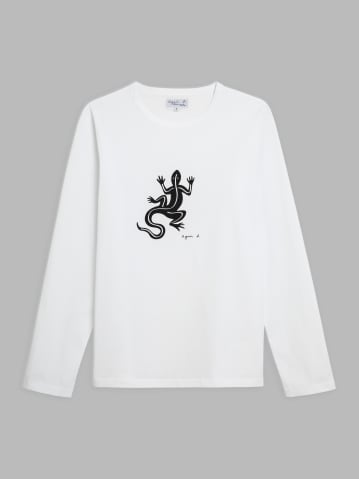 t-shirt Coulos blanc l&eacute;zard manches longues