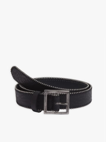ceinture noire en cuir &agrave; boules m&eacute;tal