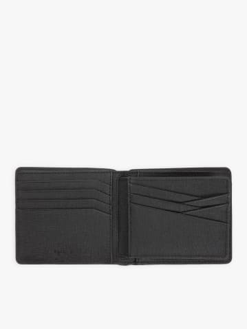 black three-part card holder leather wallet