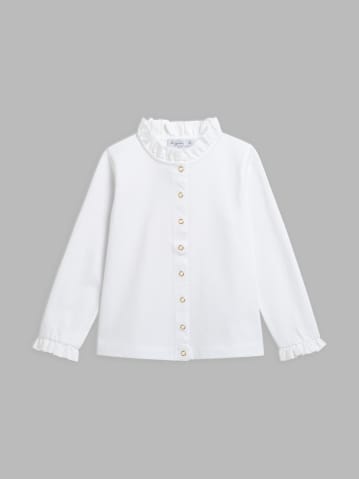 chemise pression volants blanche en coton