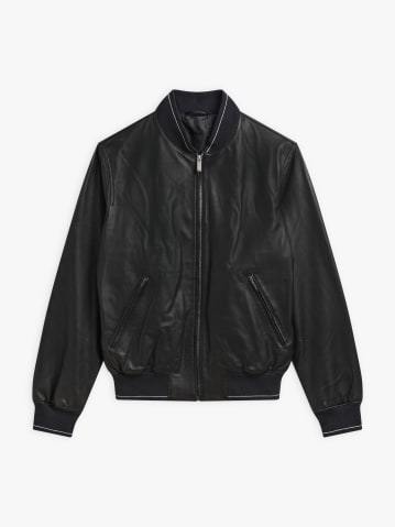 blouson Berny zipp&eacute; en cuir d&rsquo;agneau noir