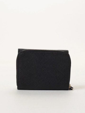 black leather "agn&egrave;s b." logo flap wallet