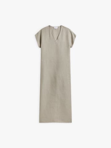  beige natural linen v-neckline Maroc dress