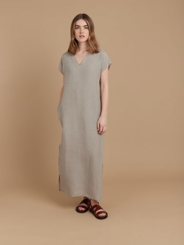  beige natural linen v-neckline Maroc dress
