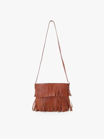 brown Carmen leather tote bag with fringes
