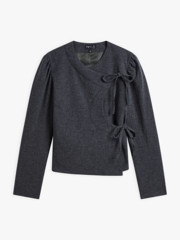 grey wool cr&ecirc;pe double-breasted jacket