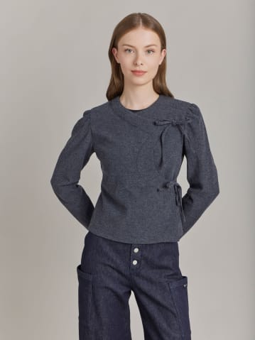 grey wool cr&ecirc;pe double-breasted jacket