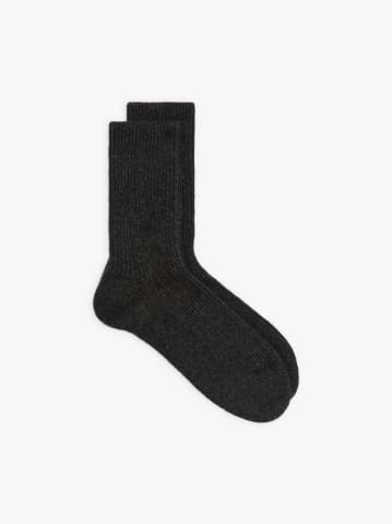 chaussettes Willy en cachemire chin&eacute; gris fonc&eacute;