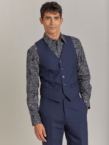 gilet en toile de laine bleu soir