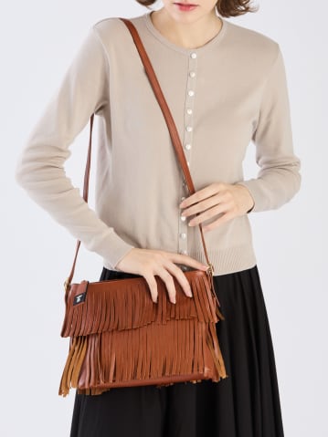 brown Carmen leather tote bag with fringes