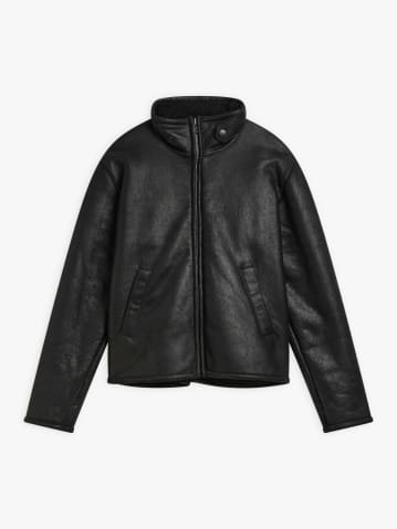blouson en cuir de mouton noir
