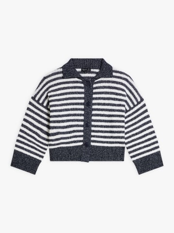 blue and white cotton striped Lilou cardigan