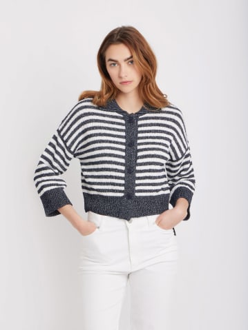 blue and white cotton striped Lilou cardigan