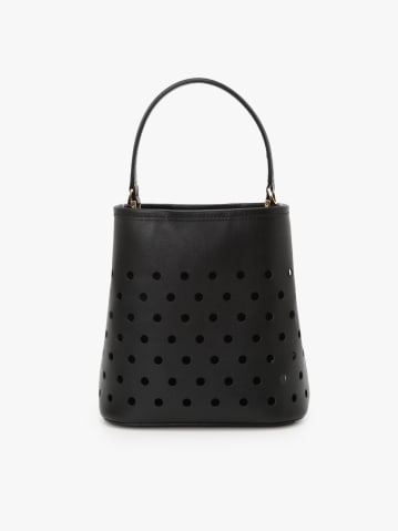 black cow leather bucket bag