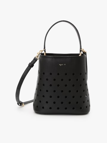 black cow leather bucket bag
