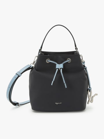 blue nylon bucket bag
