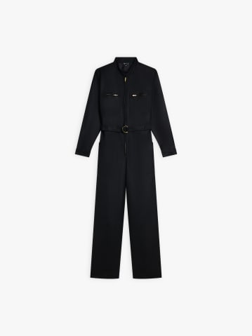 black wool gabardine jumpsuit