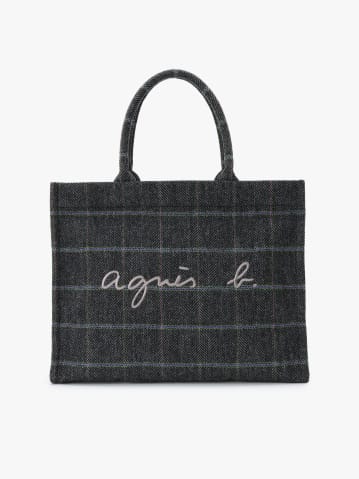 grey wool checked bag