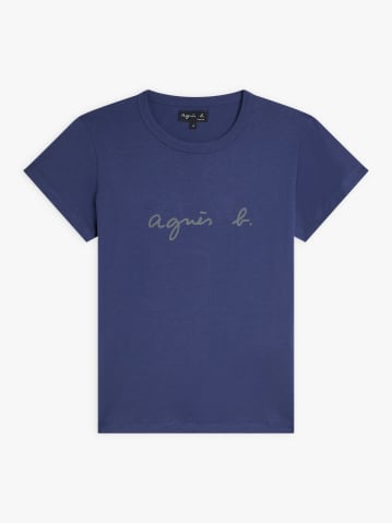 blue cotton jersey Brando t-shirt "agn&egrave;s b." logo print