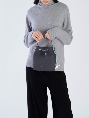 blue nylon bucket bag