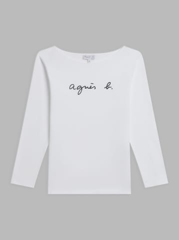 t-shirt New Bow Manches Longues en coton s&eacute;rigraphi&eacute; "agn&egrave;s b." blanc