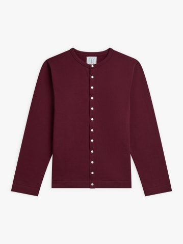 burgundy cotton fleece snap cardigan