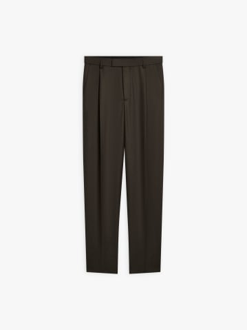 mottled brown wool gabardine Ibra trousers