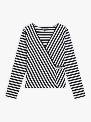 black and white cotton jersey wrap-around Zen top