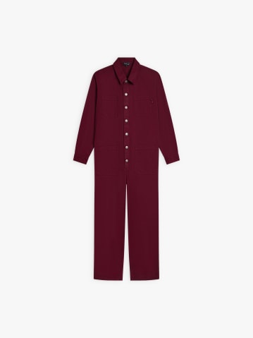 red cotton gabardine jumpsuit