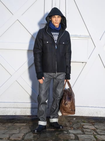 blouson Marseille en laine bouillie calandr&eacute;e noir