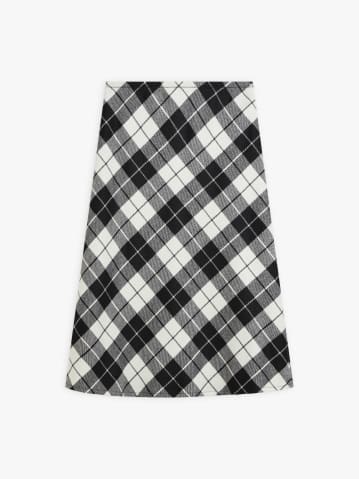 black and white tartan wool Tulipe pencil skirt