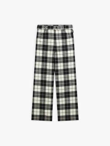 black and white tartan wool Worky trousers